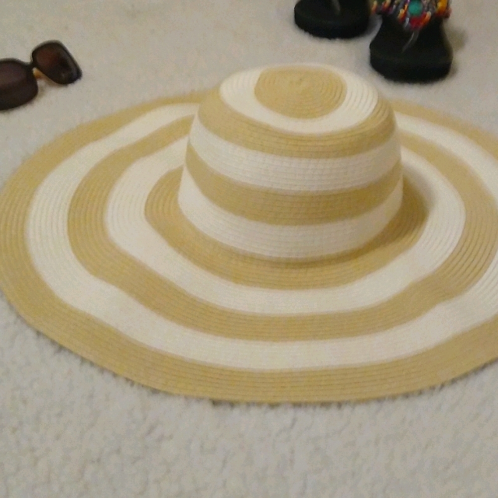 Brand New Tan and White Straw Hat